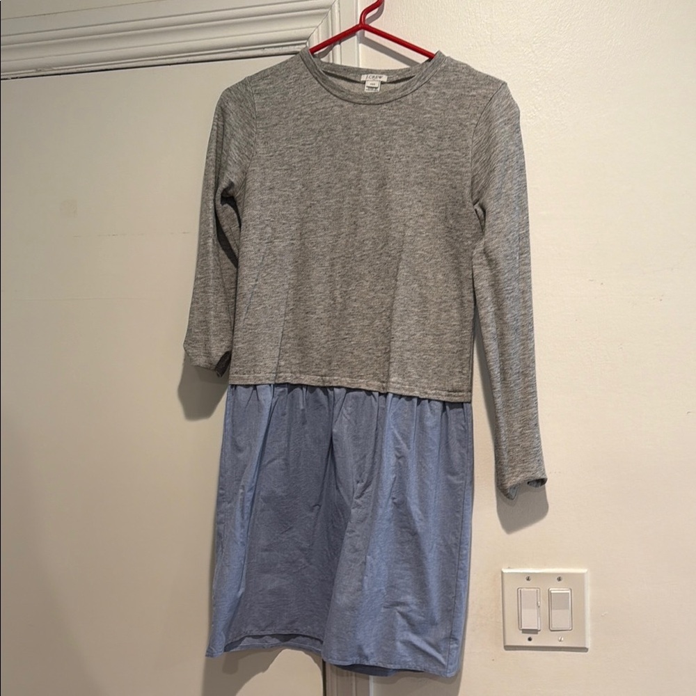 J. Crew Gray and Blue Long Sleeve Dress